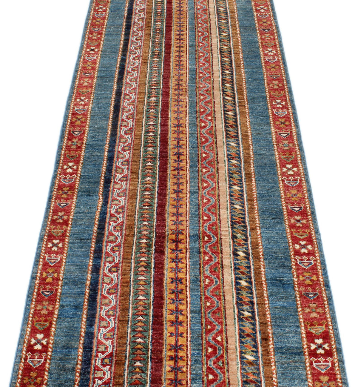 2x8 Multicolor and Blue Turkish Tribal Runner