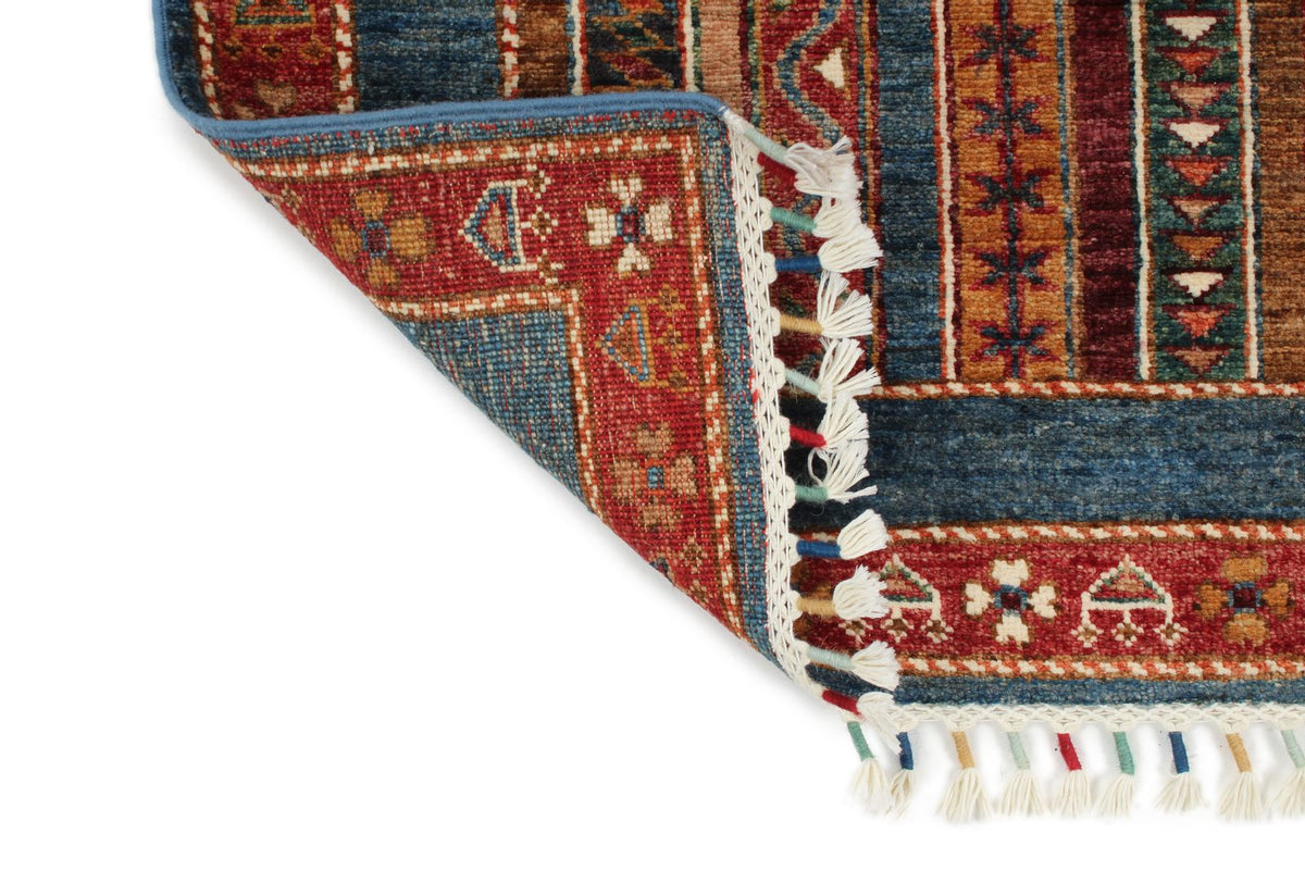 2x8 Multicolor and Blue Turkish Tribal Runner
