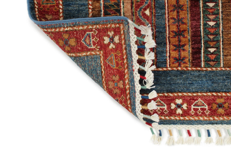 2x8 Multicolor and Blue Turkish Tribal Runner