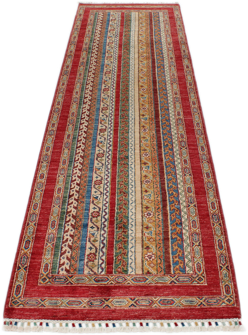 3x10 Multicolor and Red Turkish Tribal Runner