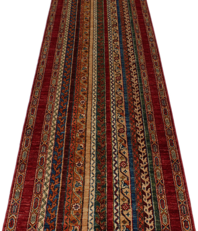 3x10 Multicolor and Red Turkish Tribal Runner