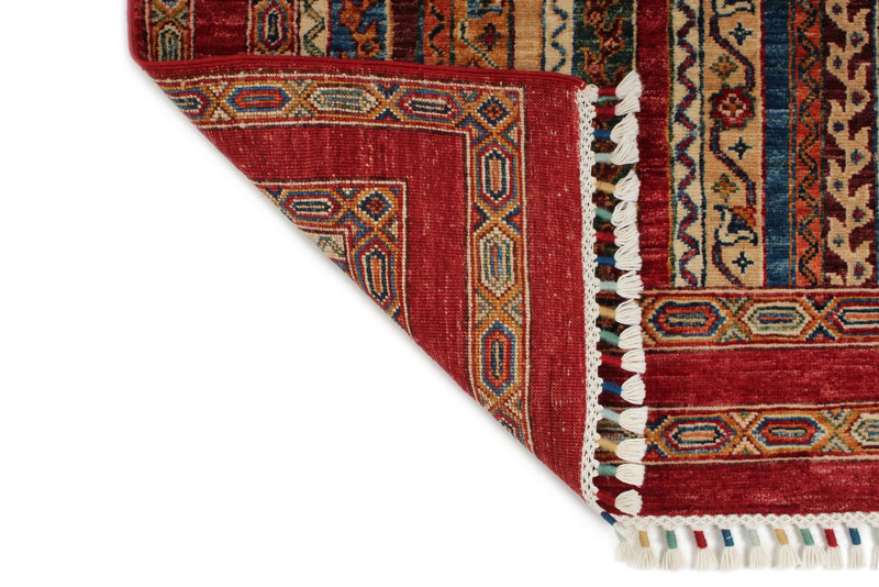 3x10 Multicolor and Red Turkish Tribal Runner