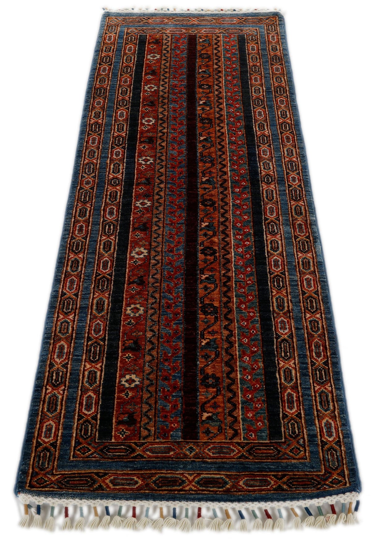 2x6 Multicolor and Blue Turkish Tribal Runner