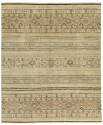 8x10 Ivory and Brown Turkish Tribal Rug