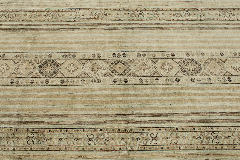 8x10 Ivory and Brown Turkish Tribal Rug
