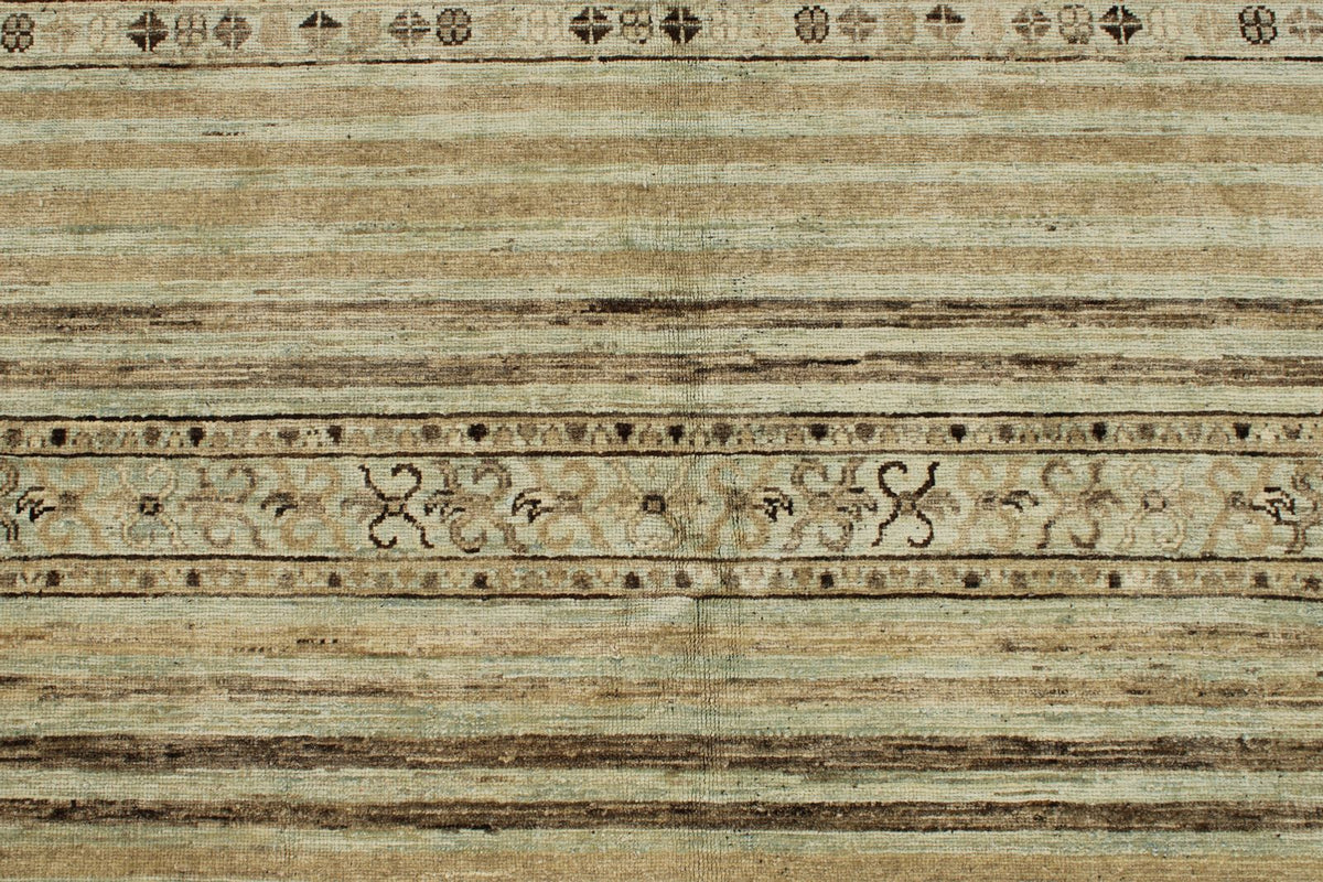 8x10 Ivory and Brown Turkish Tribal Rug