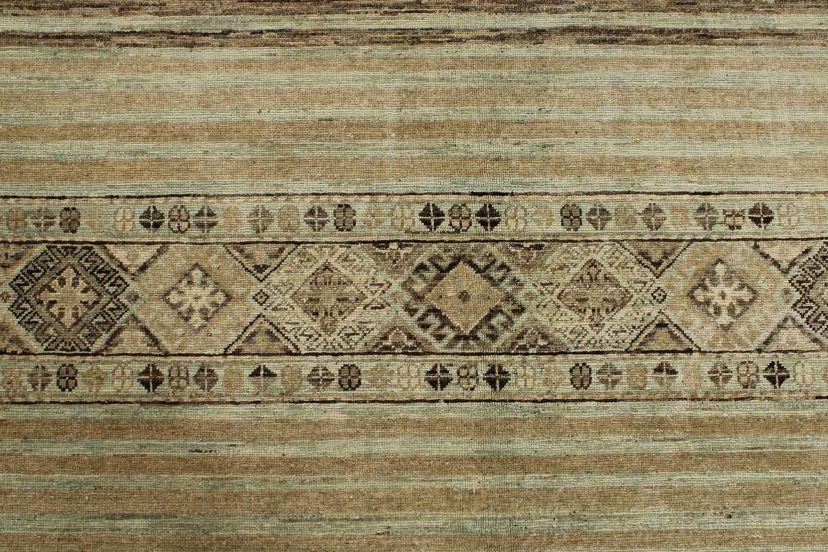 8x10 Ivory and Brown Turkish Tribal Rug