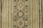 8x10 Ivory and Brown Turkish Tribal Rug