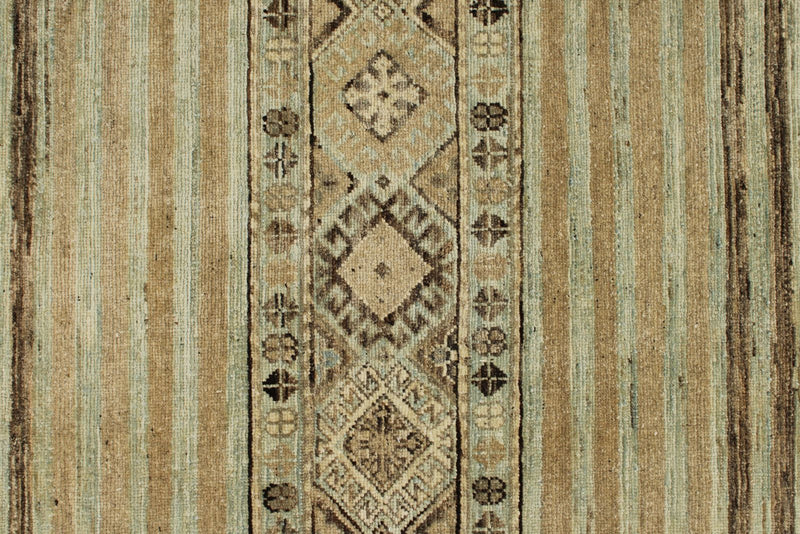 8x10 Ivory and Brown Turkish Tribal Rug