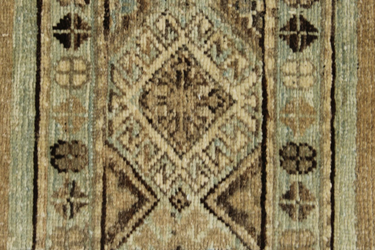 8x10 Ivory and Brown Turkish Tribal Rug