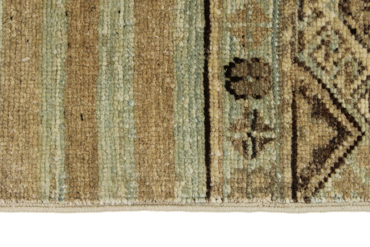 8x10 Ivory and Brown Turkish Tribal Rug