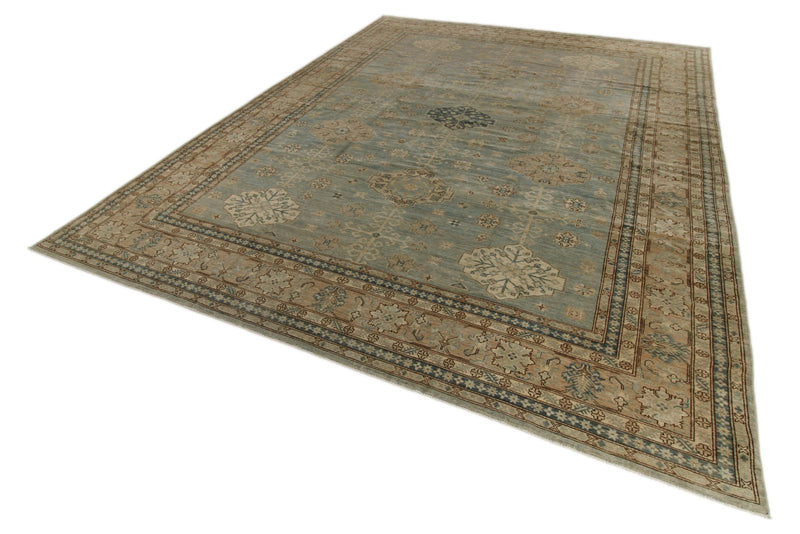 12x15 Light Blue and Light Brown Turkish Tribal Rug