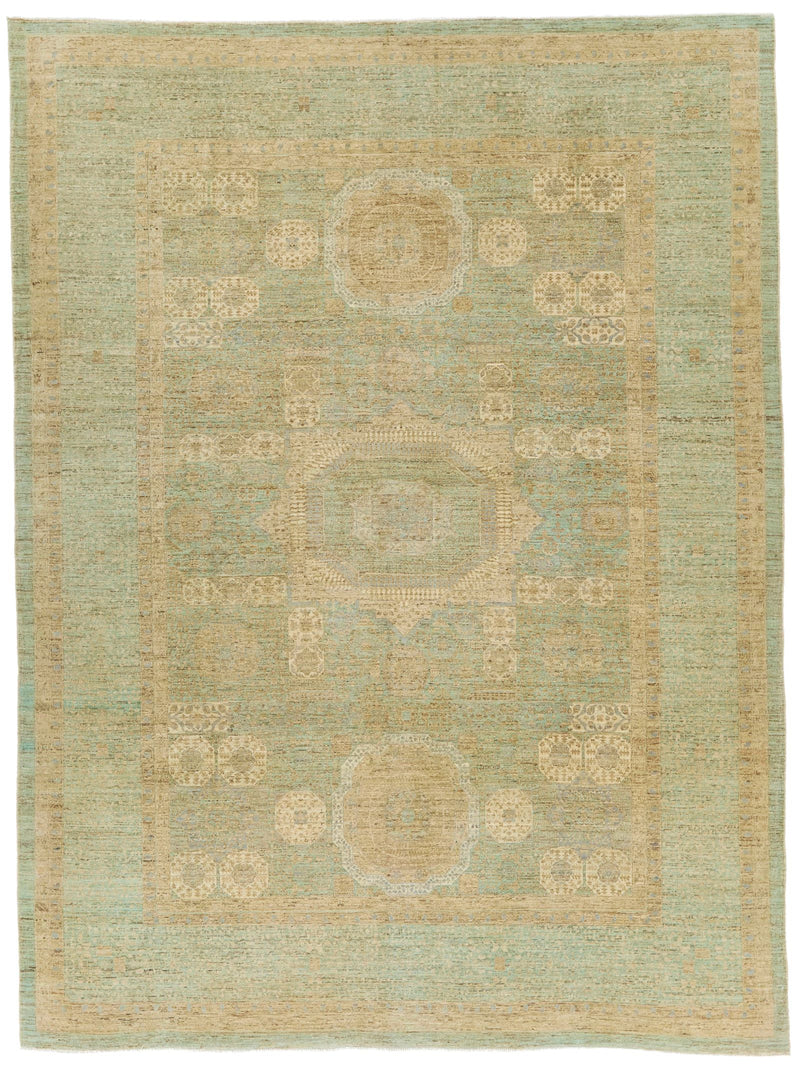 9x12 Gray and Light Blue Turkish Tribal Rug