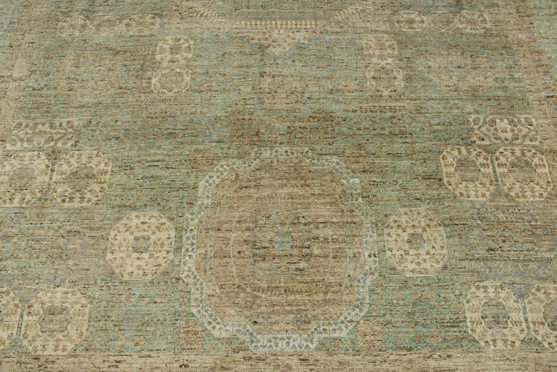 9x12 Gray and Light Blue Turkish Tribal Rug