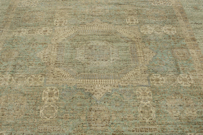 9x12 Gray and Light Blue Turkish Tribal Rug