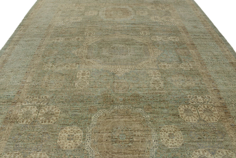 9x12 Gray and Light Blue Turkish Tribal Rug