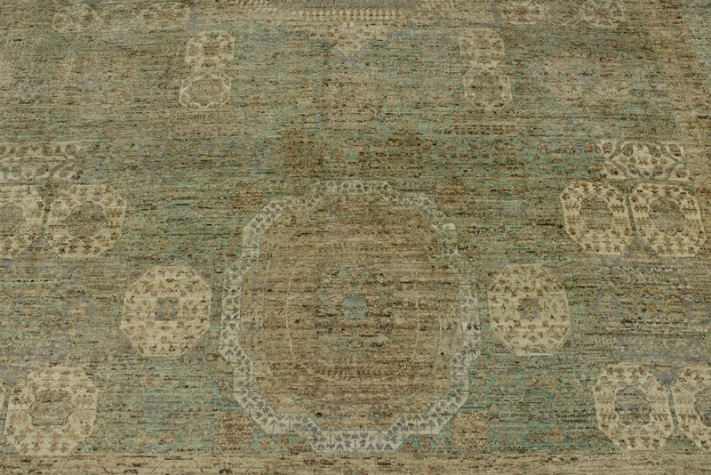 9x12 Gray and Light Blue Turkish Tribal Rug