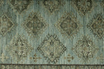 7x10 Light Blue and Ivory Turkish Tribal Rug