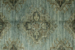 7x10 Light Blue and Ivory Turkish Tribal Rug