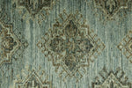 7x10 Light Blue and Ivory Turkish Tribal Rug