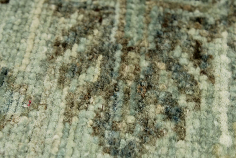 7x10 Light Blue and Ivory Turkish Tribal Rug