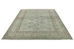 7x10 Light Blue and Ivory Turkish Tribal Rug
