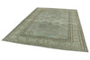7x10 Light Blue and Ivory Turkish Tribal Rug