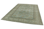 7x10 Light Blue and Ivory Turkish Tribal Rug