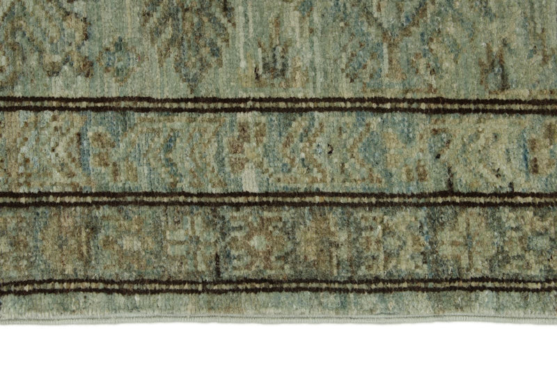 7x10 Light Blue and Ivory Turkish Tribal Rug