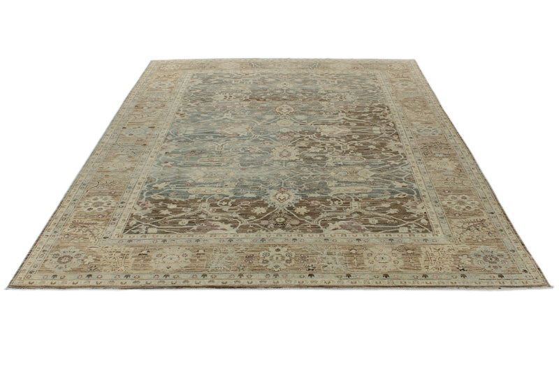 9x12 Charcoal and Light Brown Turkish Tribal Rug