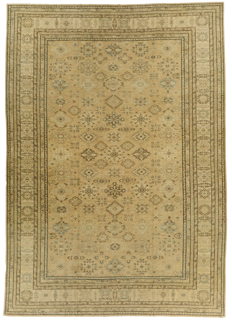 14x20 Light Brown and Ivory Turkish Tribal Rug