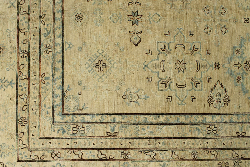 14x20 Light Brown and Ivory Turkish Tribal Rug