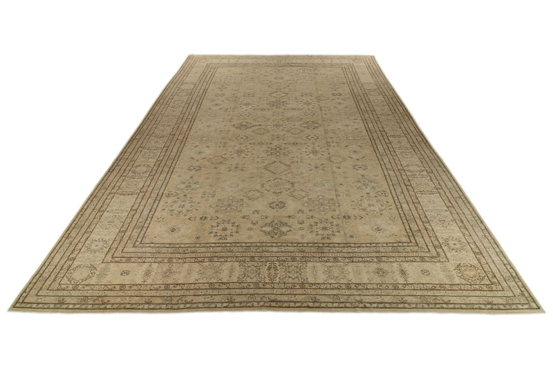 14x20 Light Brown and Ivory Turkish Tribal Rug