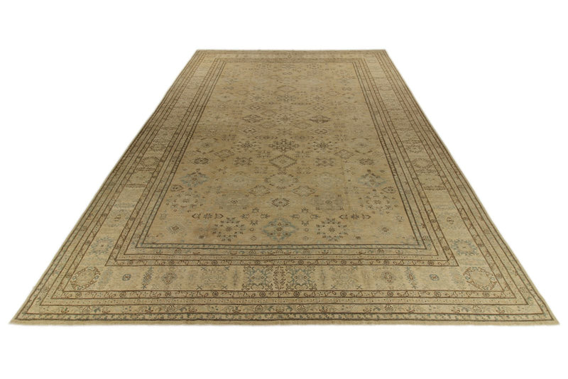 14x20 Light Brown and Ivory Turkish Tribal Rug