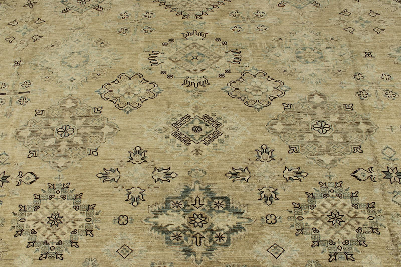 14x20 Light Brown and Ivory Turkish Tribal Rug