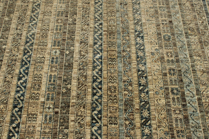 9x12 Light Blue and Light Brown Turkish Tribal Rug