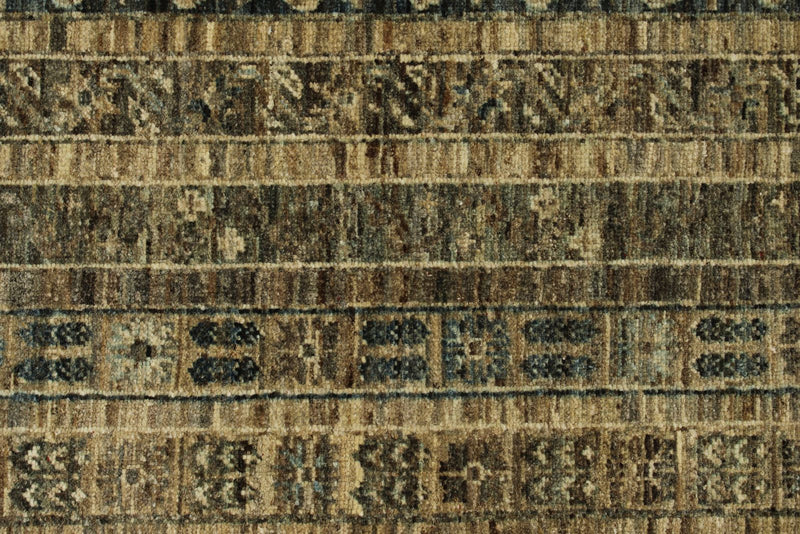 9x12 Light Blue and Light Brown Turkish Tribal Rug