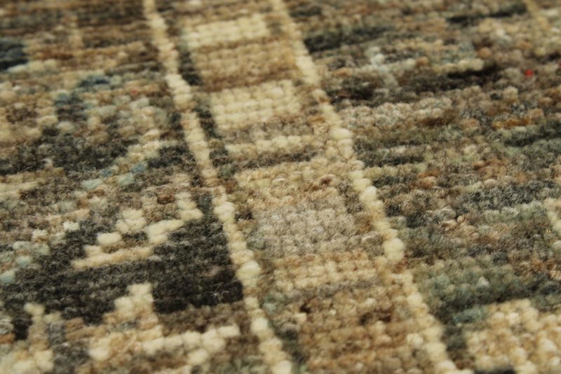 9x12 Light Blue and Light Brown Turkish Tribal Rug