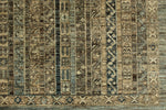 9x12 Light Blue and Light Brown Turkish Tribal Rug