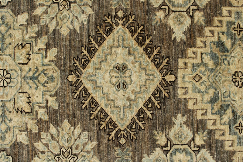 12x15 Light Brown and Ivory Turkish Tribal Rug