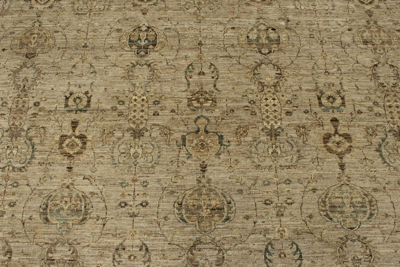 9x12 Ivory and Ivory Turkish Tribal Rug