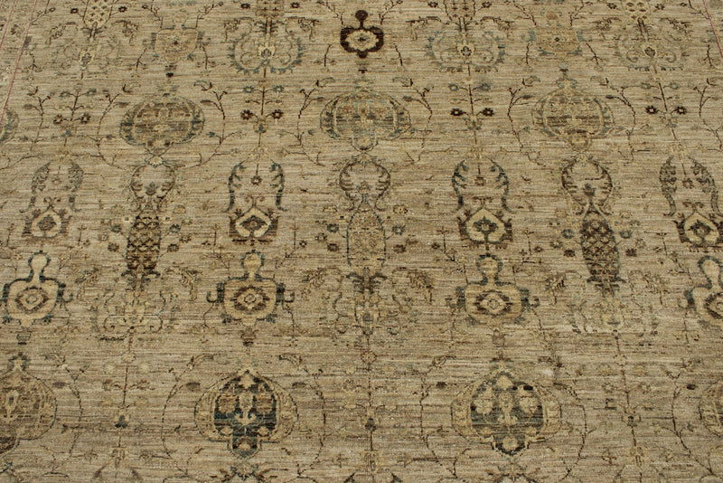 9x12 Ivory and Ivory Turkish Tribal Rug