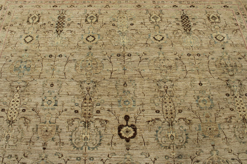 9x12 Ivory and Ivory Turkish Tribal Rug