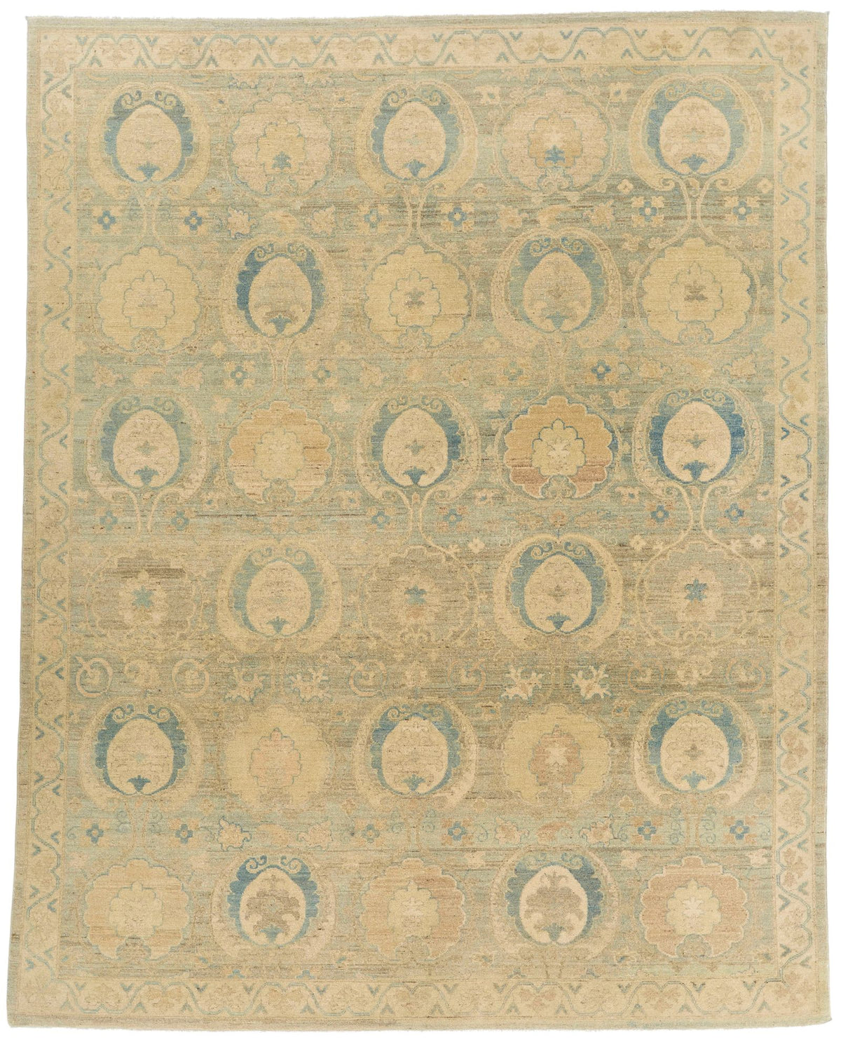 8x10 Gray and Ivory Turkish Tribal Rug