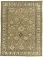 10x13 Brown and Ivory Turkish Tribal Rug