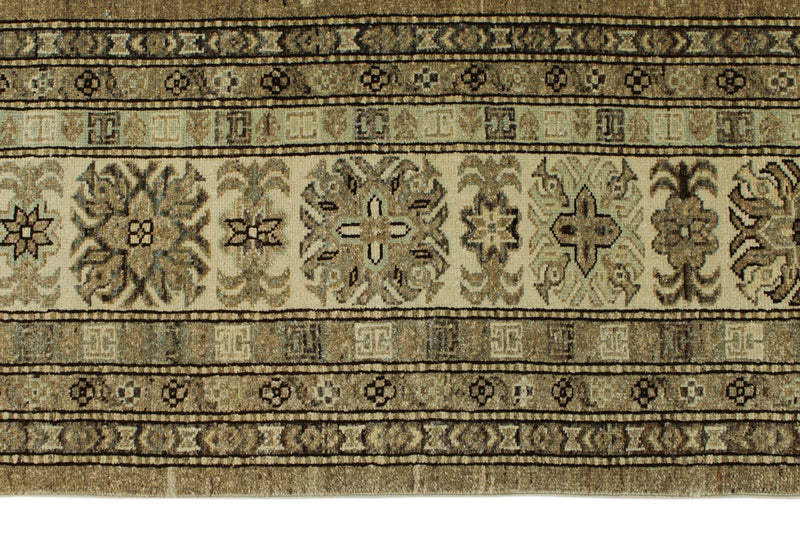 10x13 Brown and Ivory Turkish Tribal Rug