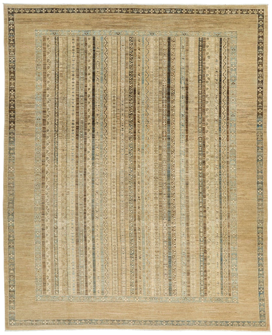 8x10 Brown and Multicolor Turkish Tribal Rug