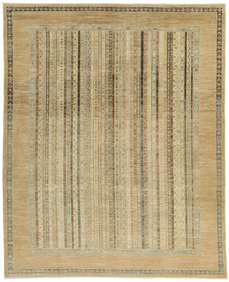 8x10 Brown and Multicolor Turkish Tribal Rug