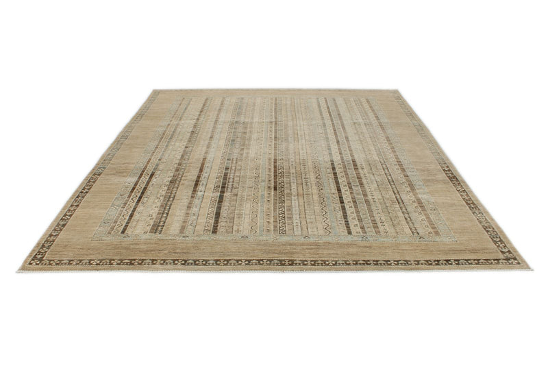 8x10 Brown and Multicolor Turkish Tribal Rug