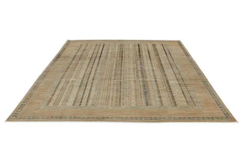 8x10 Brown and Multicolor Turkish Tribal Rug